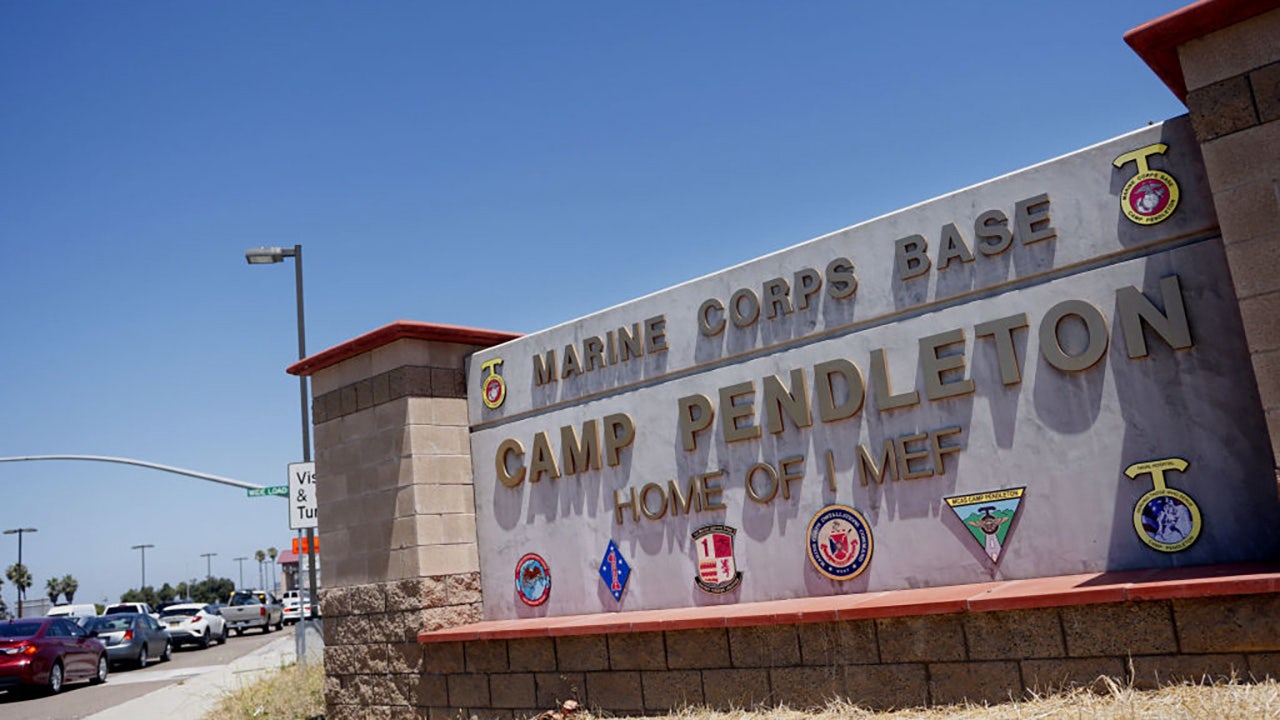 A Marine Corps recruit assigned to Camp Pendleton during training