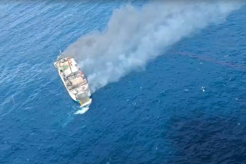 Rescue crews save 172 people from burning ferry near Bali