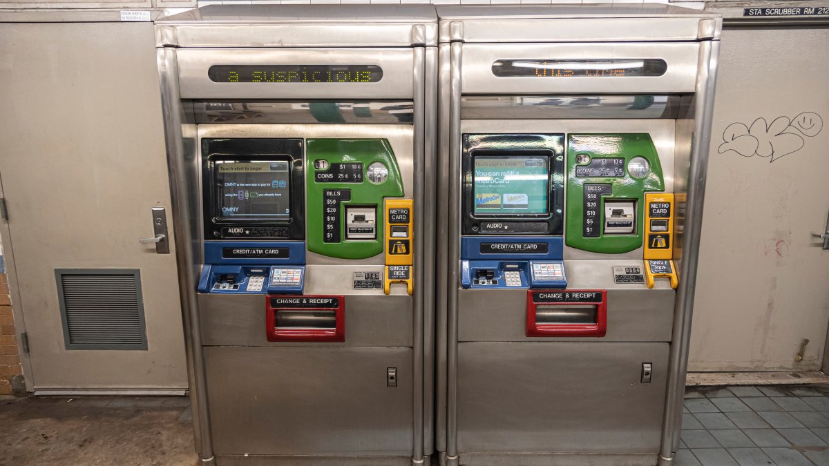 Interior of NYC subway station with MetroCard machines
