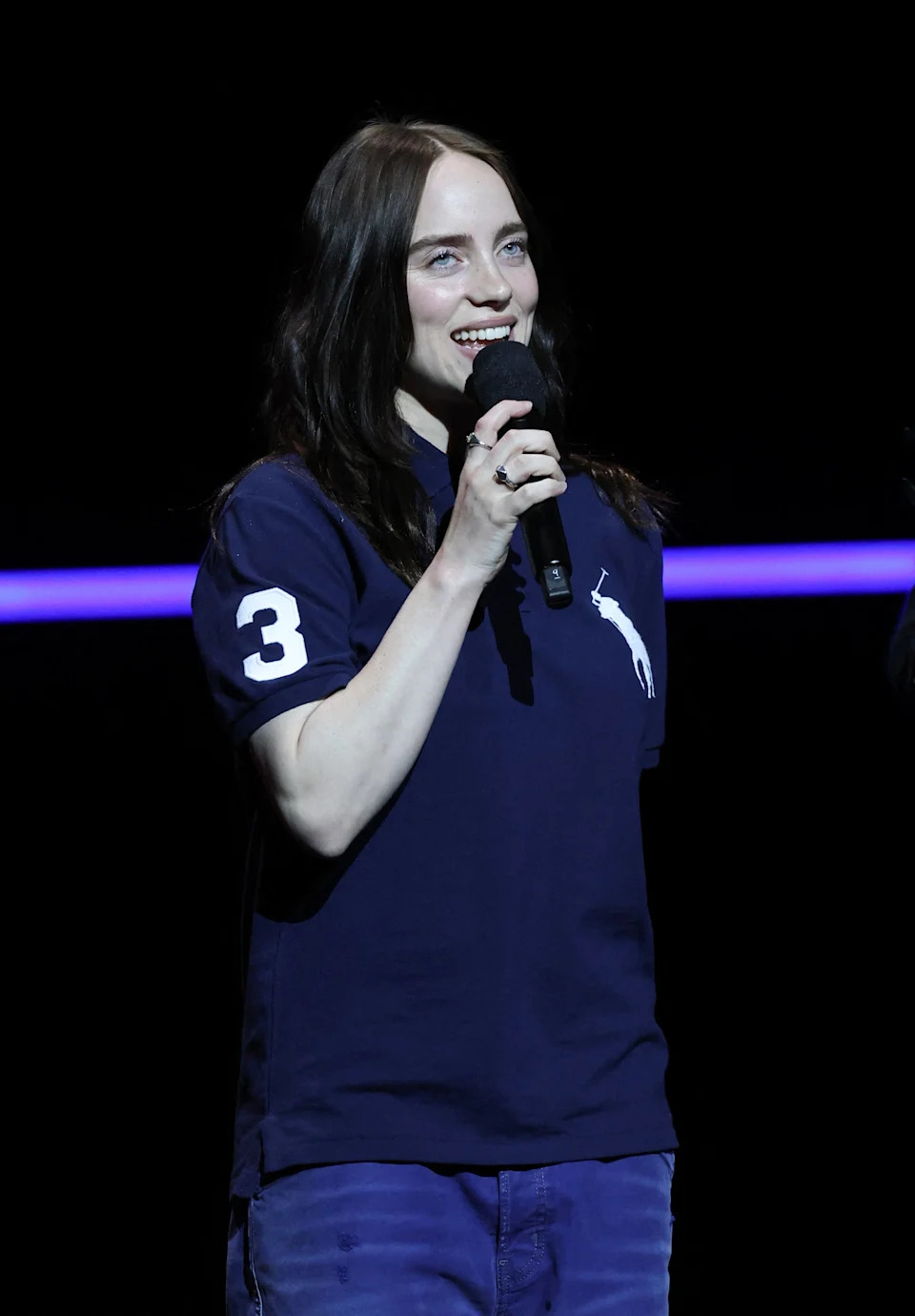 Billie Eilish between takes on the Toronto set