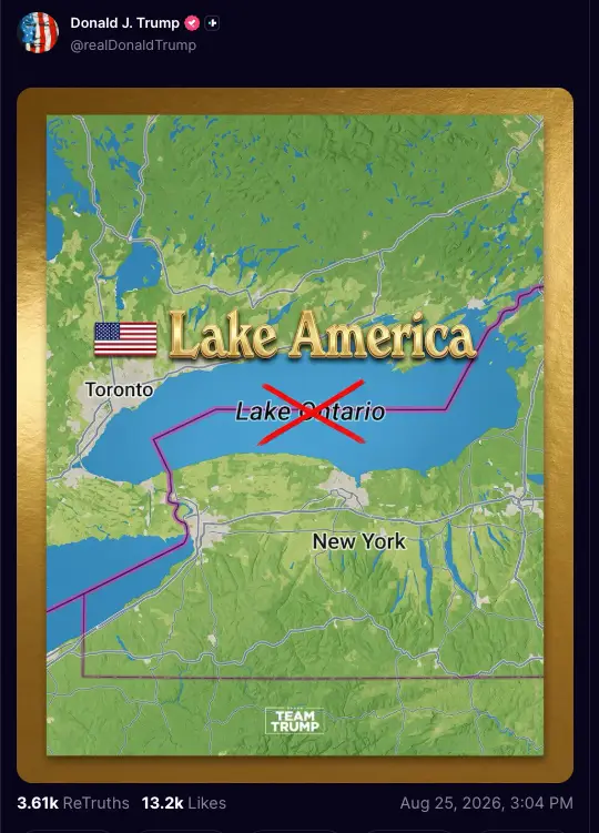 Google issues statement as Lake Ontario renamed ‘Lake America’ on US maps