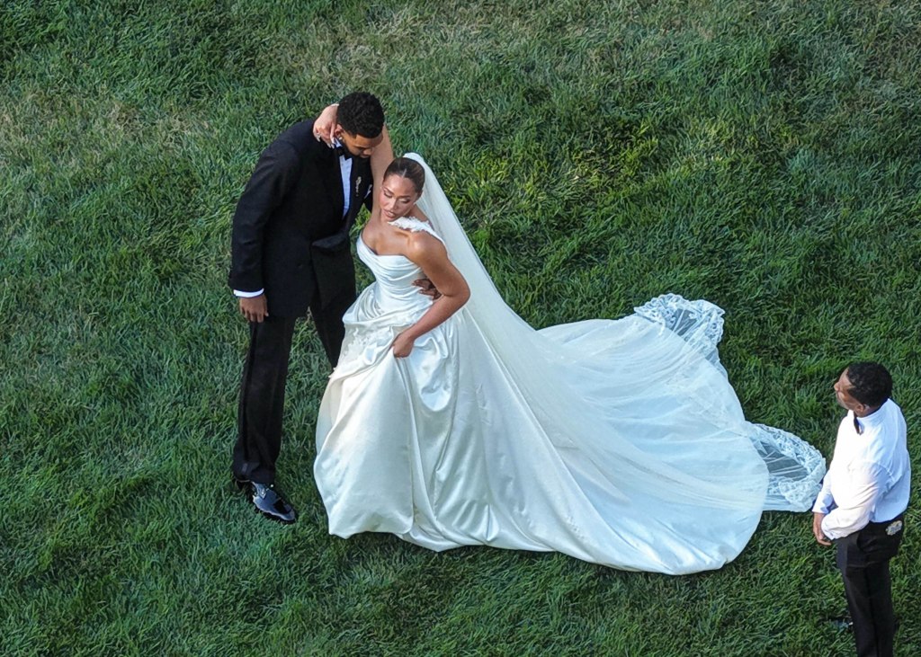 Jordyn Woods glows in Old Hollywood-inspired wedding dress to marry Karl-Anthony Towns