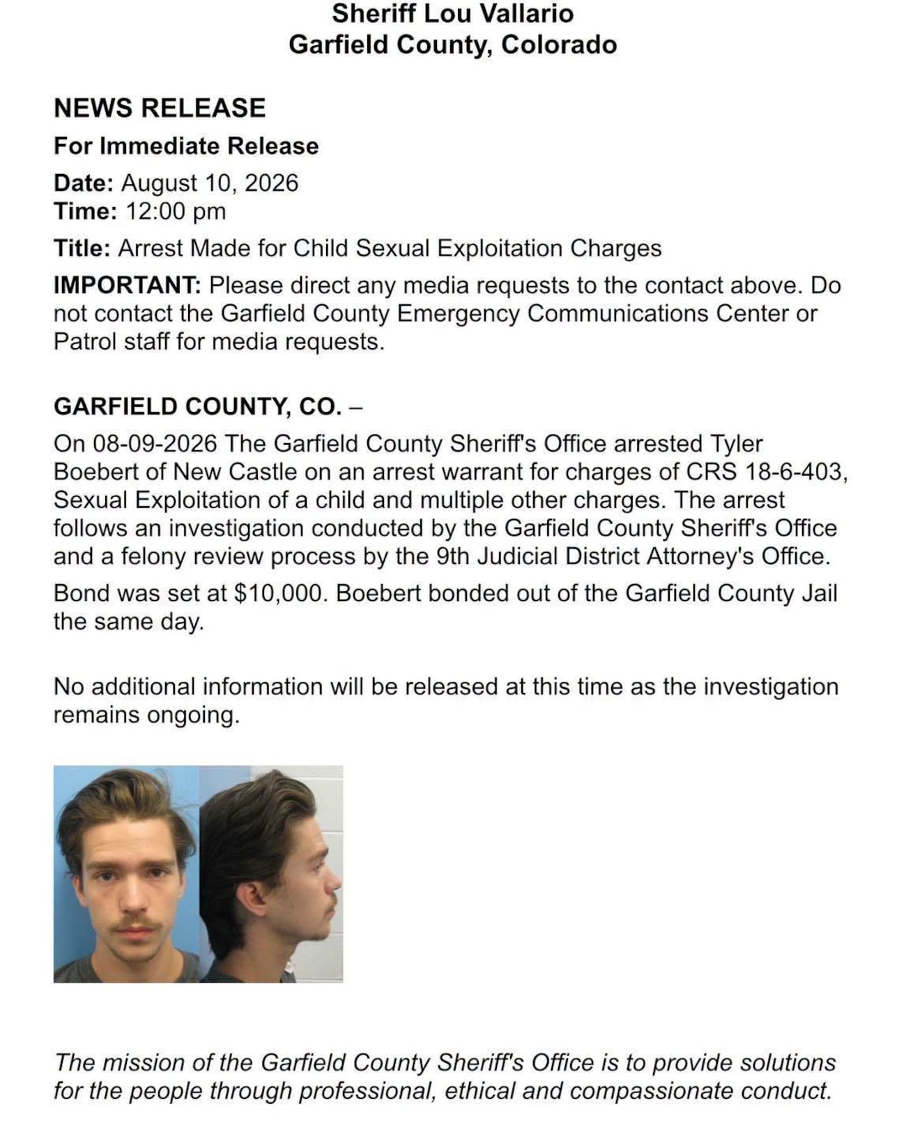 Rep. Lauren Boebert’s troubled son Tyler, 21, arrested on child sexual exploitation charges
