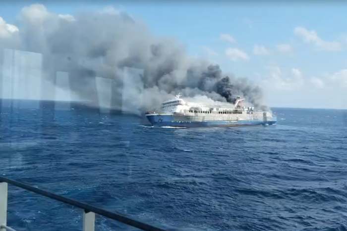 Rescued passengers receiving assistance on rescue vessel