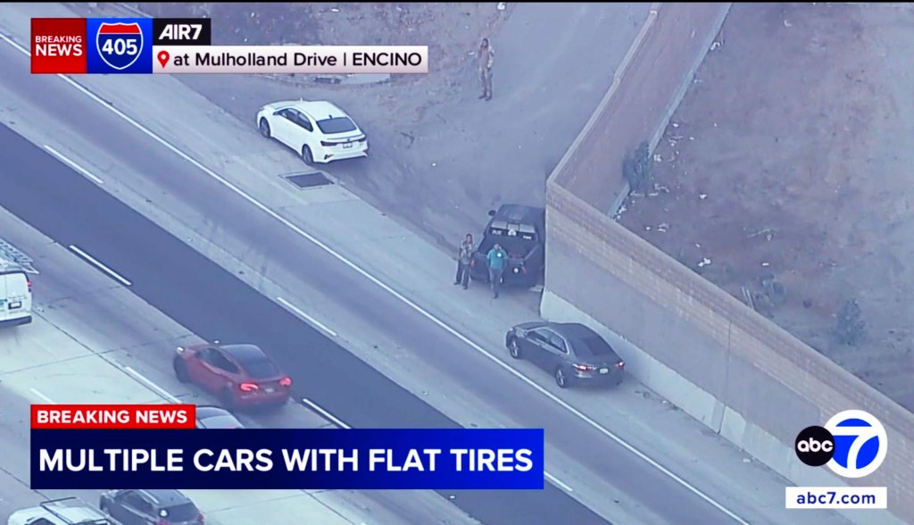 Rush hour chaos on major Los Angeles freeway as multiple cars suddenly disabled