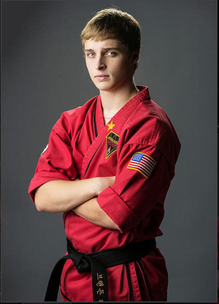 Brendan Ryan training in his martial arts uniform.