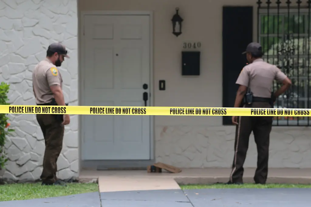 Perez Hiltons house after he appeared to harm himself while recording a Tiktok (Photo by Joe Raedle/Getty Images)