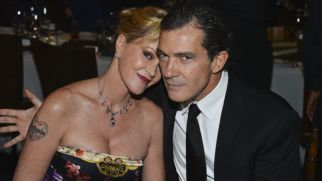 Antonio Banderas and Melanie Griffith together, demonstrating their amicable relationship