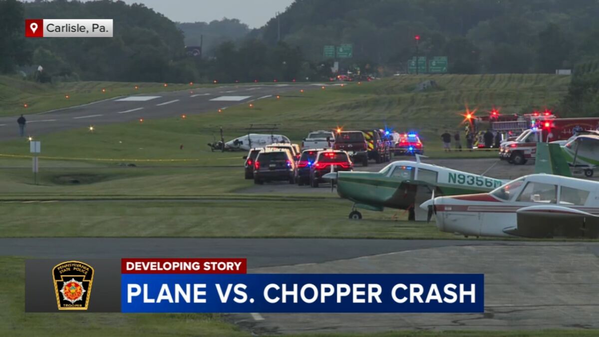 1 dead, 2 injured after Pennsylvania State Police helicopter, plane collide midair near Carlisle Airport