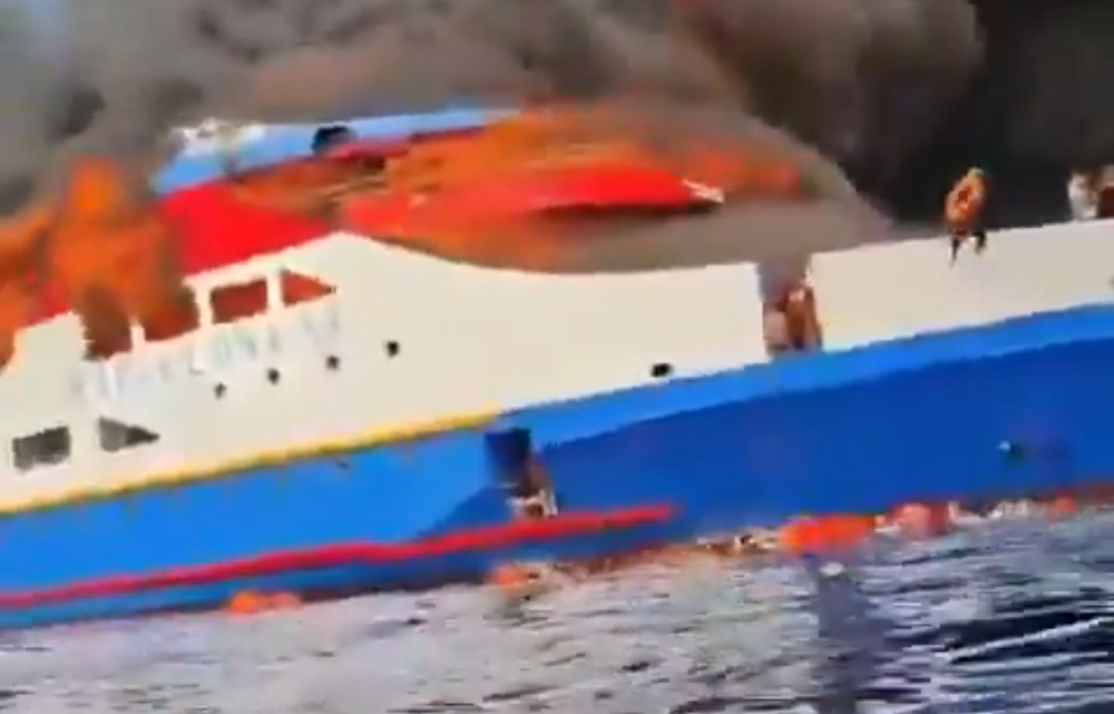 Indonesian Navy warship assisting in rescue operation