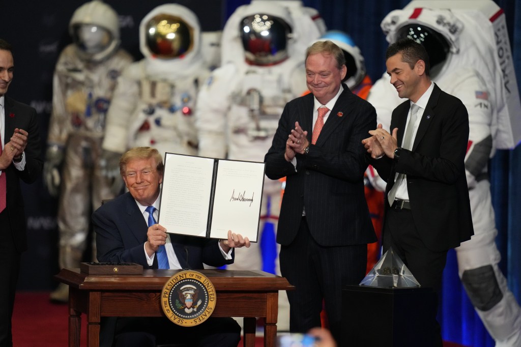 Trump unveils Space Academy to rival West Point — as ISS astronaut tells prez mustache is ‘great in microgravity’