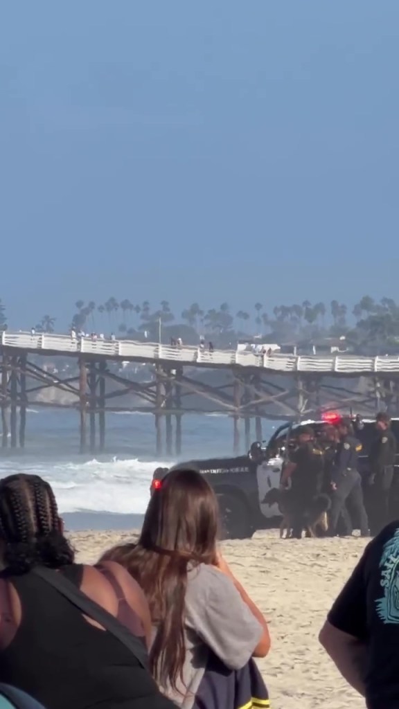 Wild police chase ends up on Pacific Beach in California in front of sunbathers