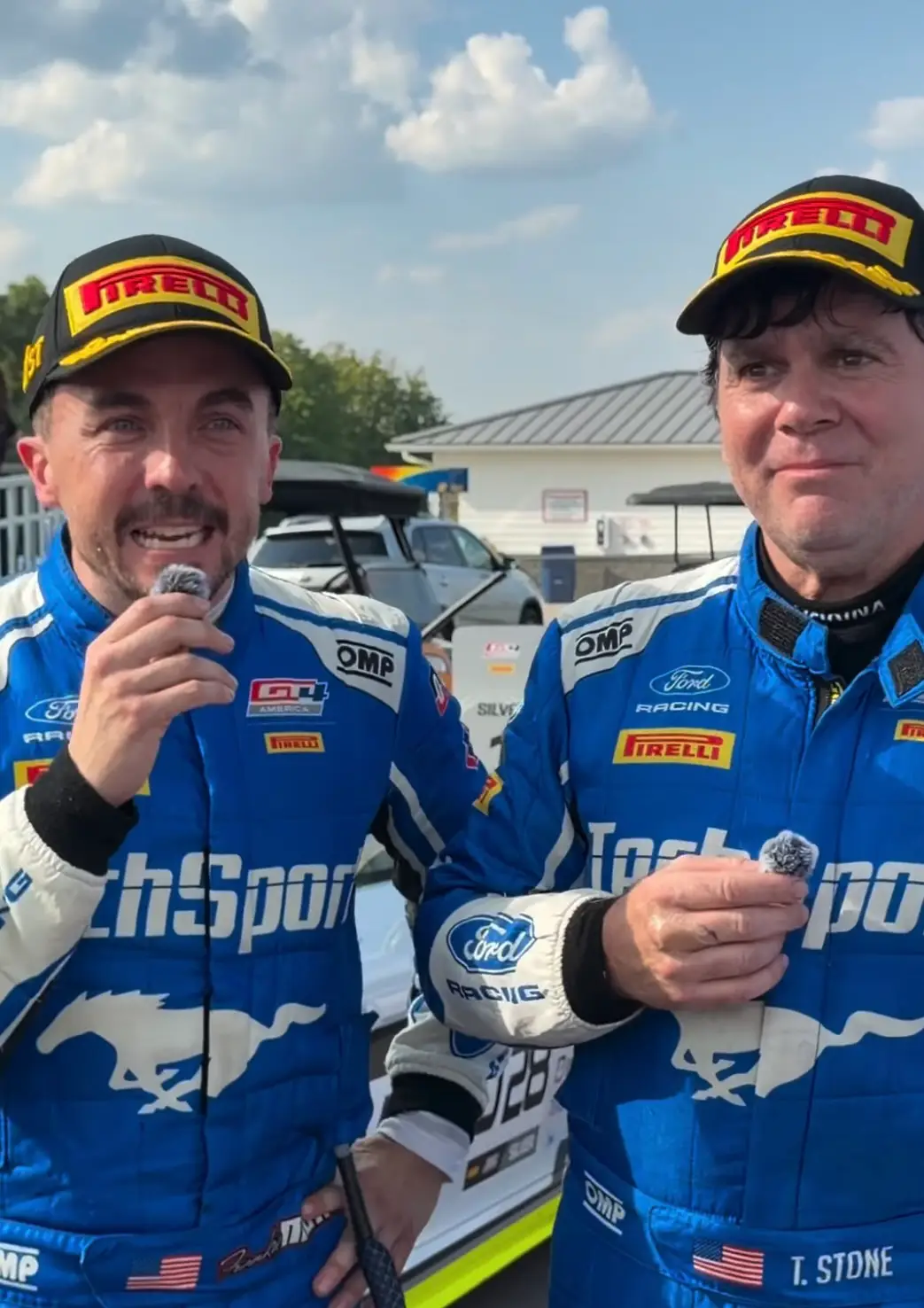 Frankie Muniz tears up in emotional interview after winning GT4 America race