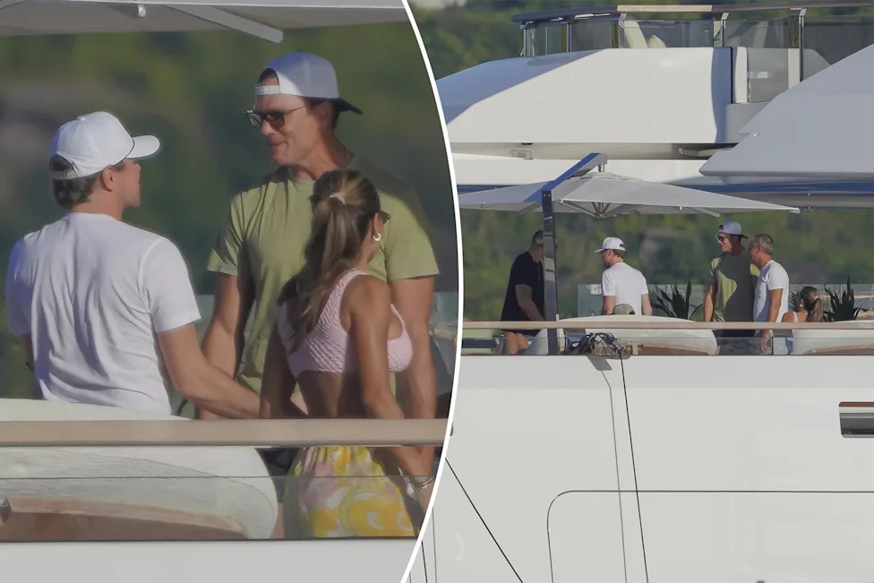 Tom Brady caught with his hand down his swimsuit during steamy yacht shower in France