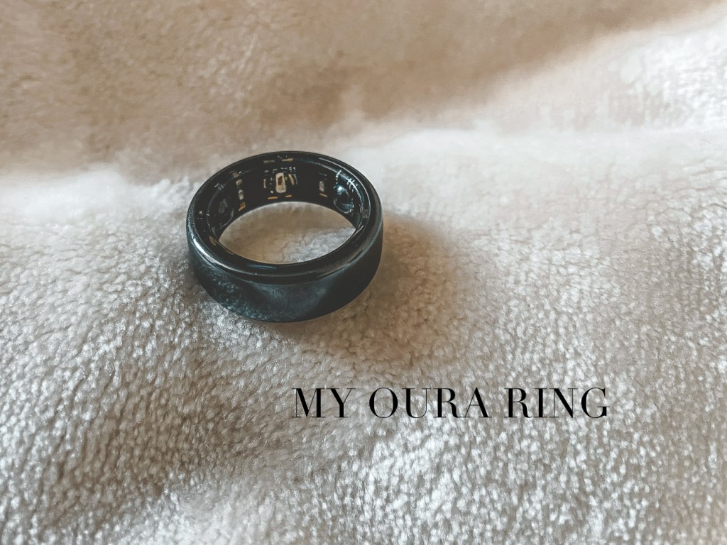 Oura Ring, a wearable health tracking device measuring daily stress levels.