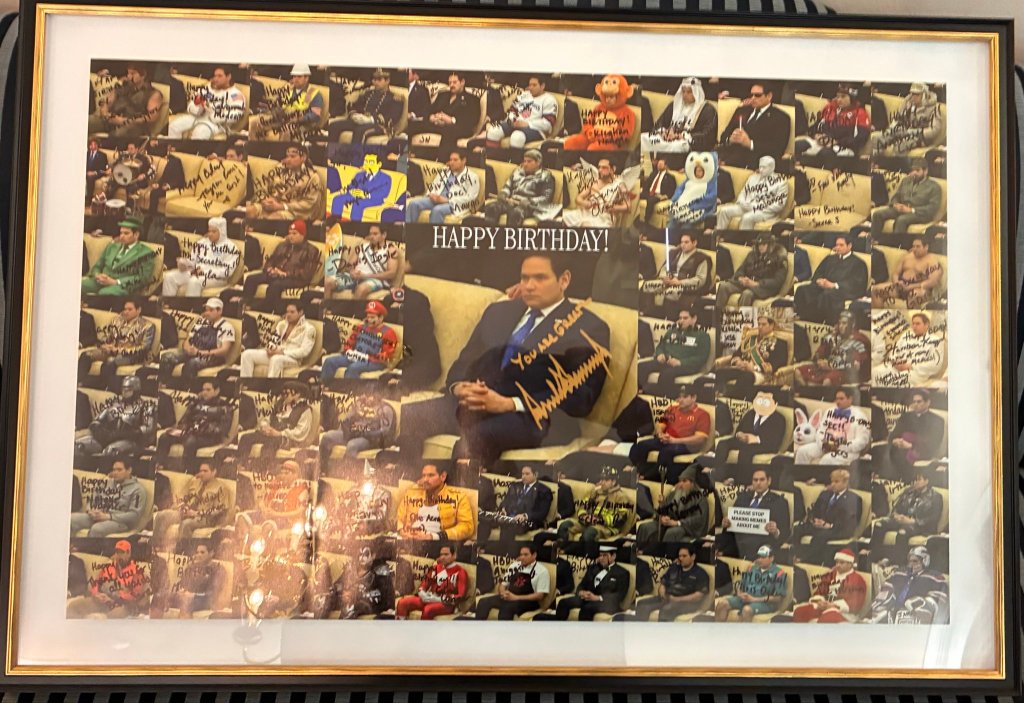 White House surprises Marco Rubio with framed Rubio realizing meme collage for his 55th birthday