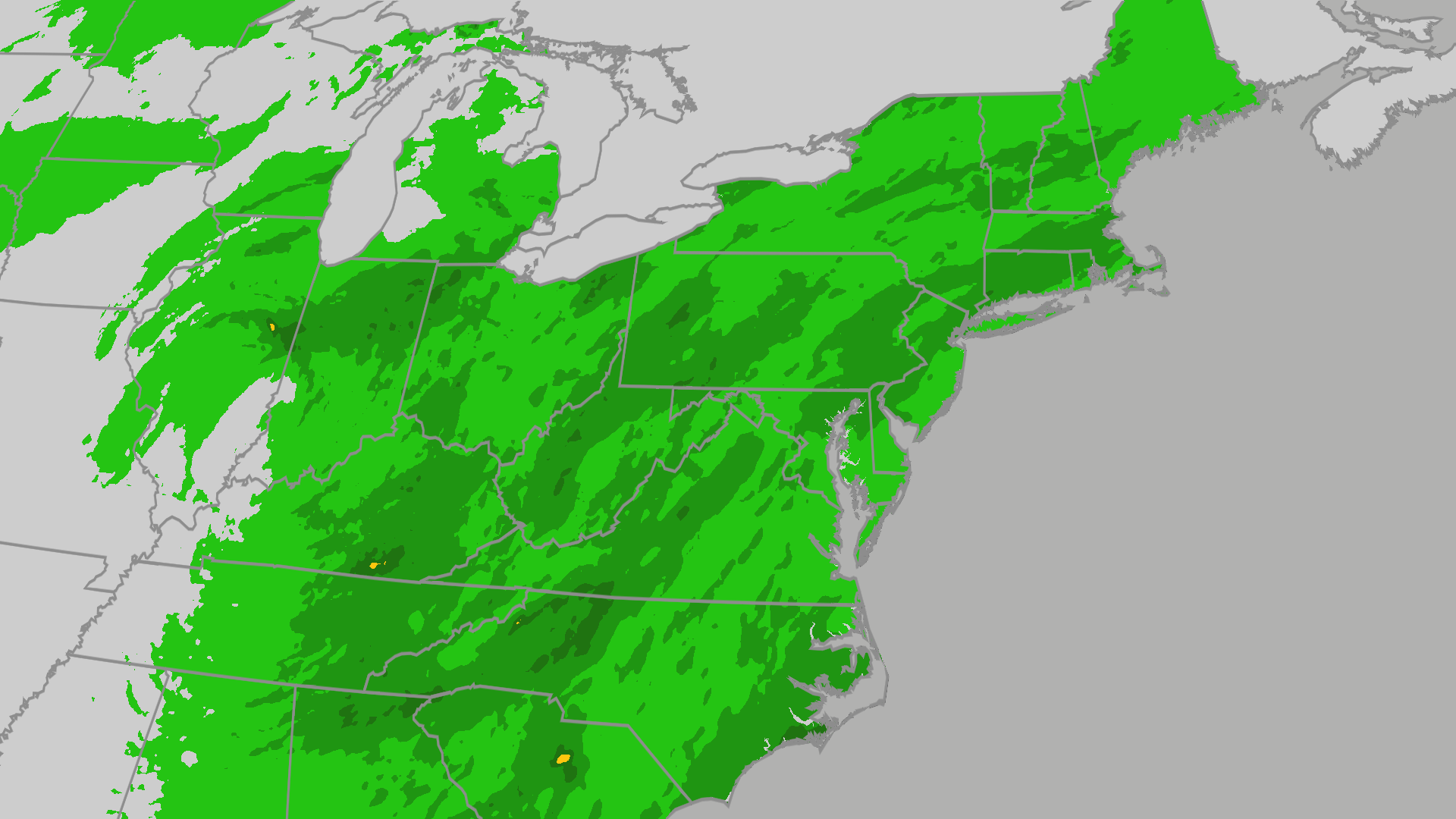 Severe thunderstorm system threatening the East Coast and Ohio Valley region