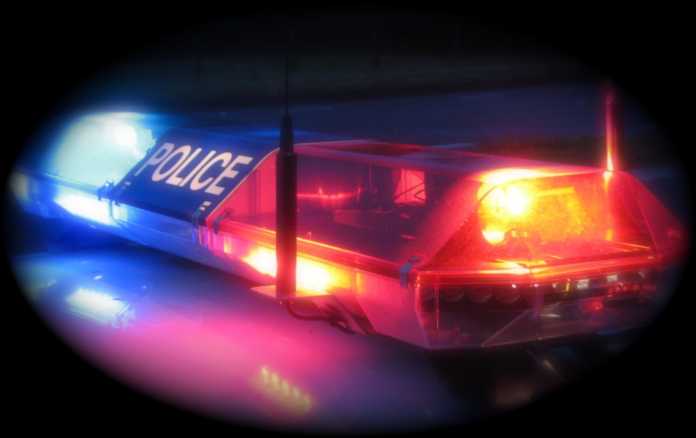 Police evidence markers in the parking lot