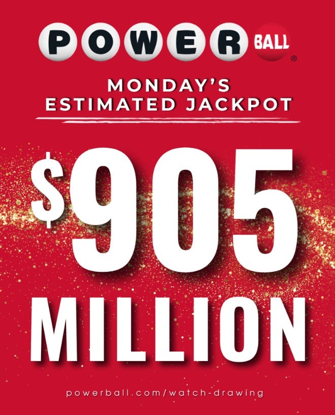 A lottery player studying winning numbers on a ticket
