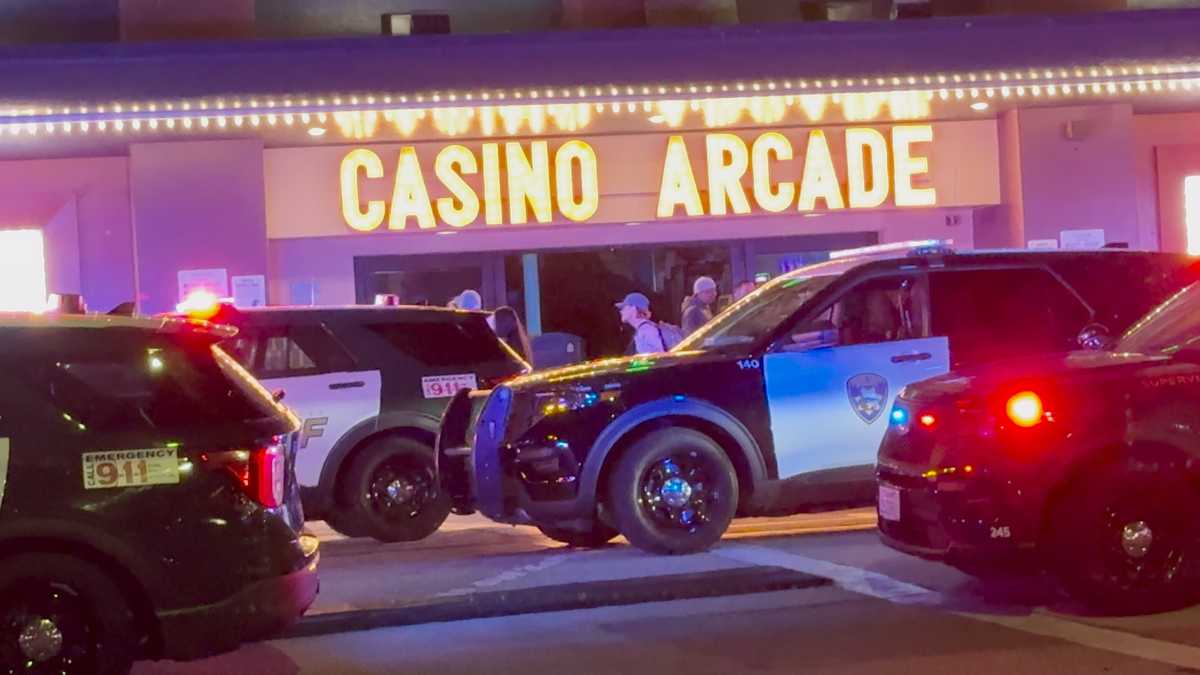 Santa Cruz Beach Boardwalk with police presence