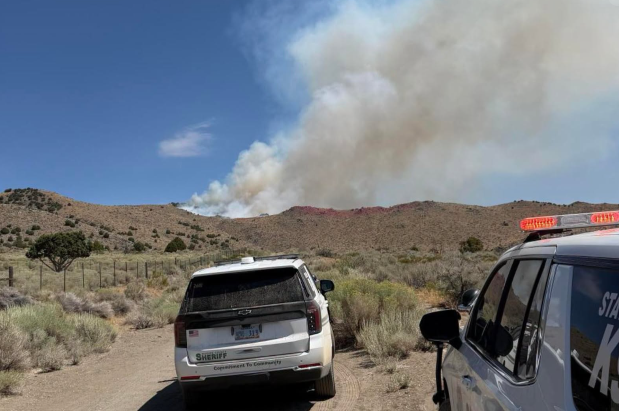 Two massive wildfires converge to rip across 44,000 acres on California-Nevada border as evacuations underway