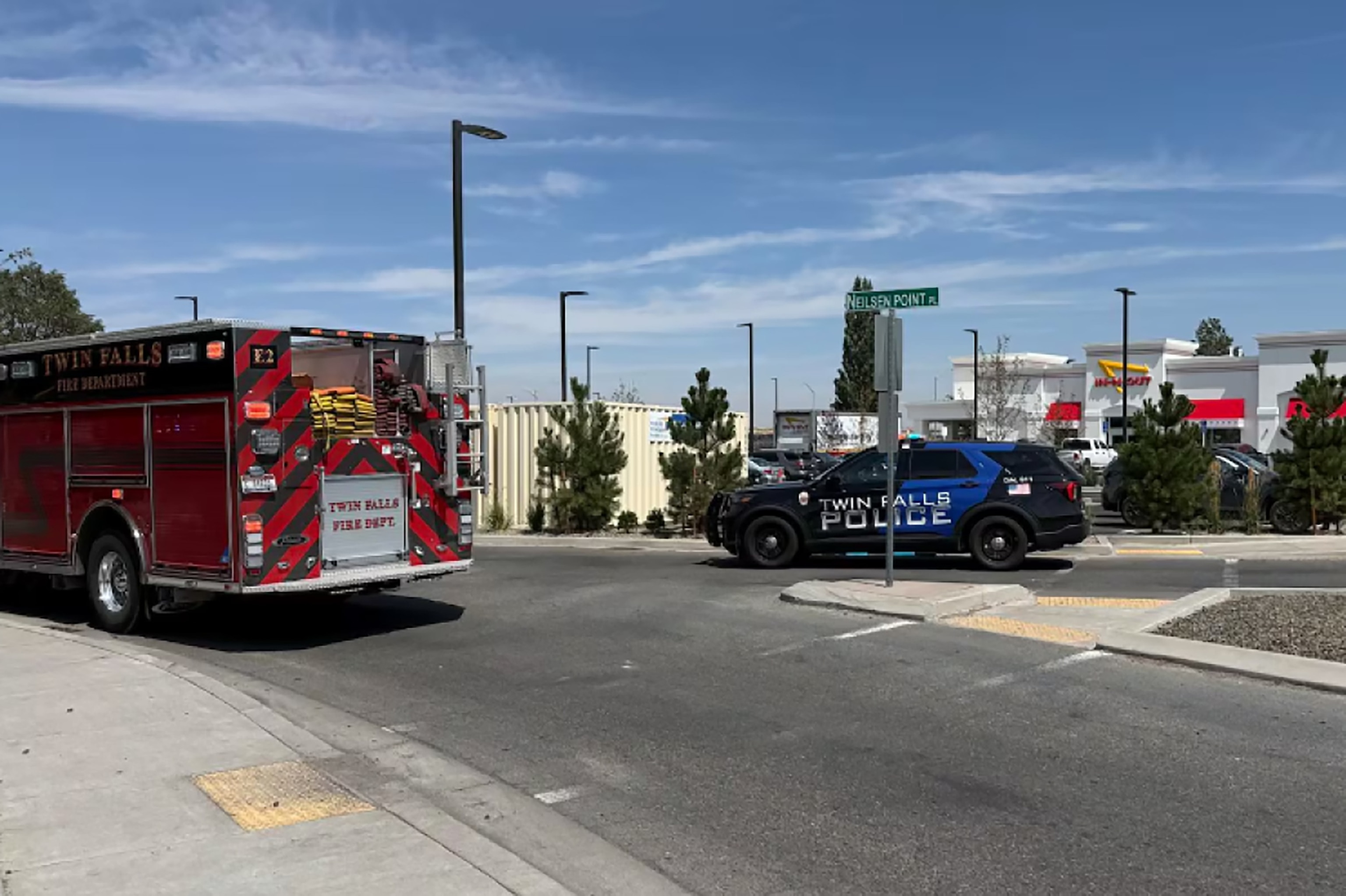 Emergency response personnel and first responders at the Twin Falls In-N-Out scene