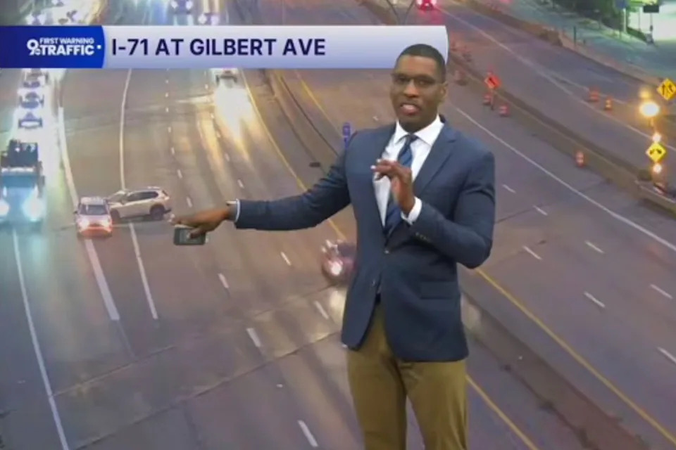 Startling moment TV traffic anchor witnesses car crash live on air: ‘Almost said something inappropriate’