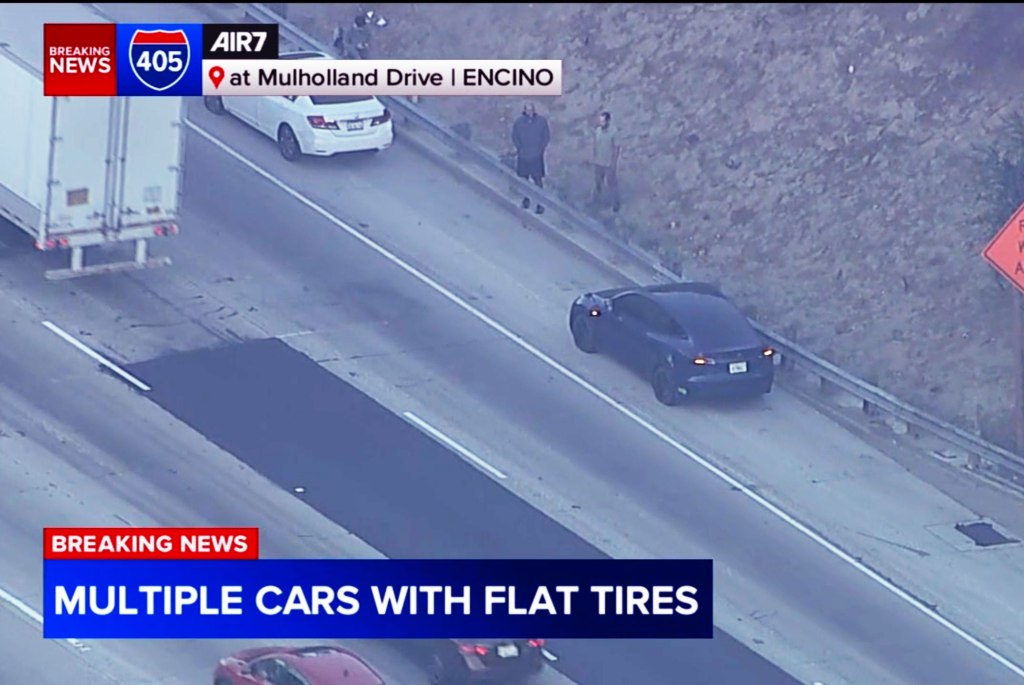 Rush hour chaos on major Los Angeles freeway as multiple cars suddenly disabled