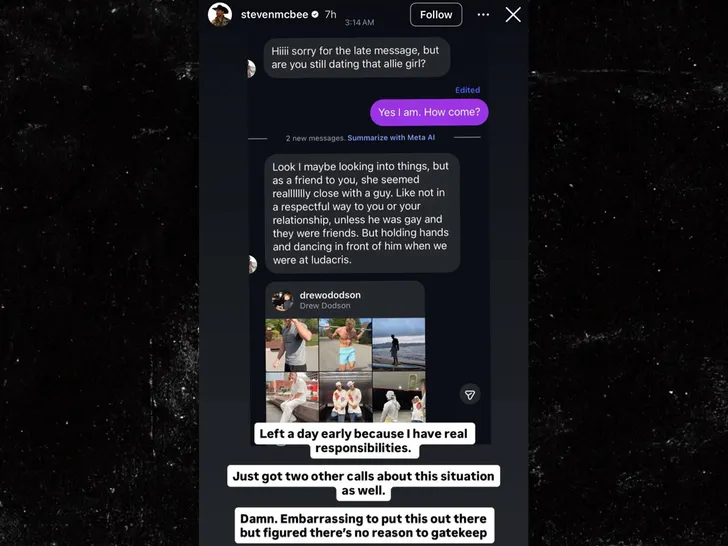 Allie Eklund discussing her personal stance and feelings about Steven McBee Jr.