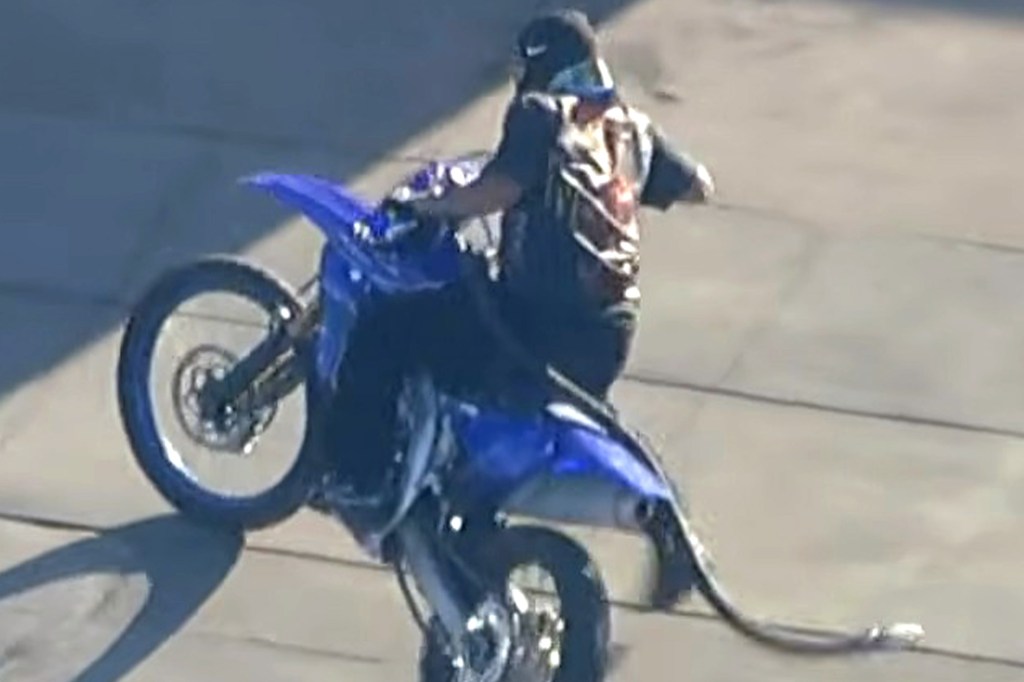 Dirt bike rider fleeing police stops for gas during wild LA chase