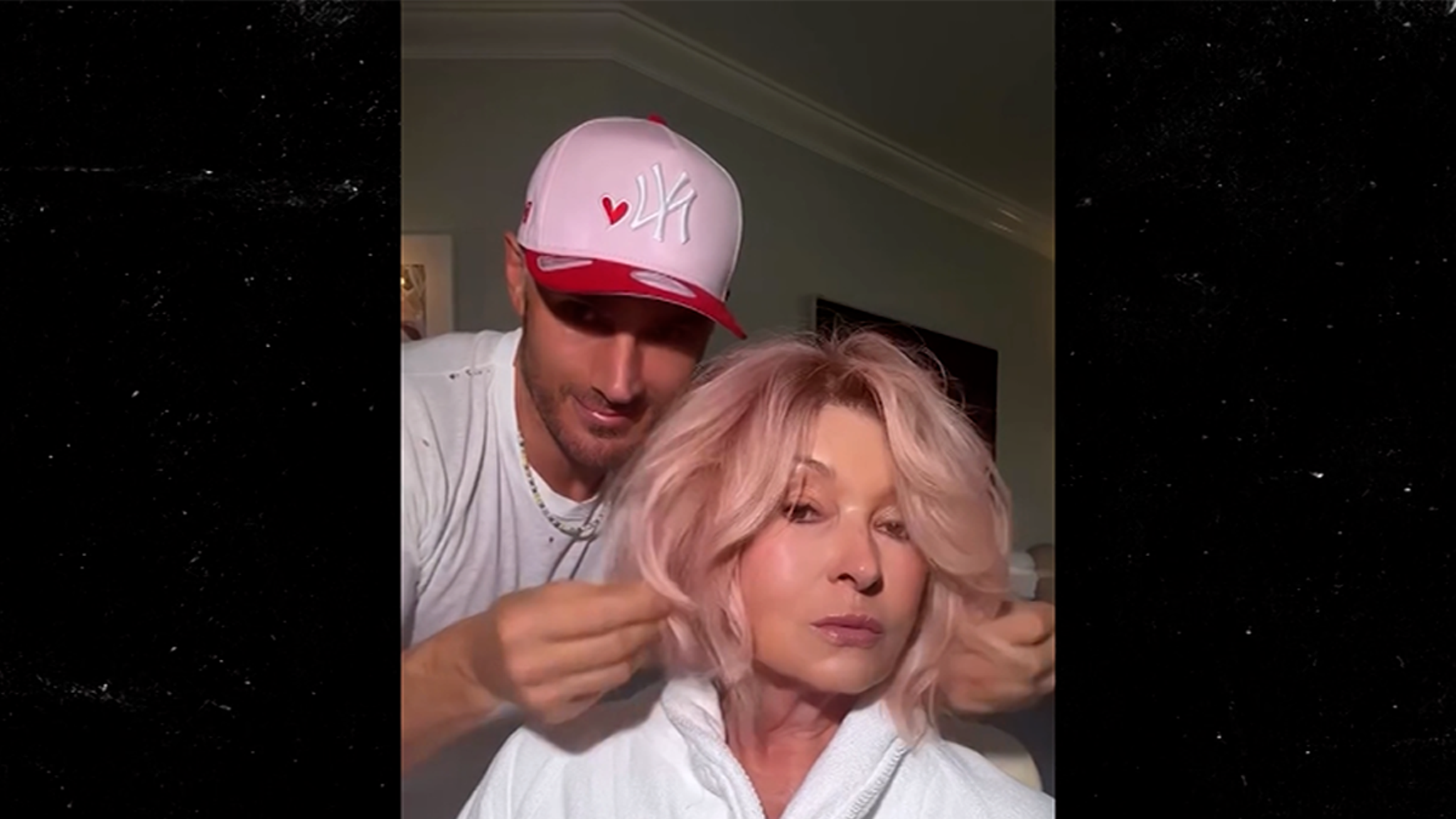 Martha Stewart in profile showing the luminous pink tones and warm undertones of her new hair