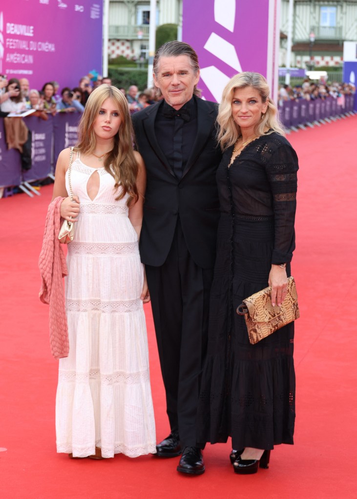 Ethan Hawke makes rare appearance with wife Ryan and teen daughter Indiana