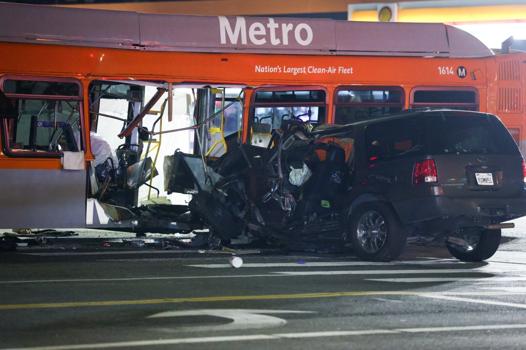 Haunting video catches evil glare from driver of SUV seconds after deadly LA Metro bus disaster that led to NBC helicopter crash