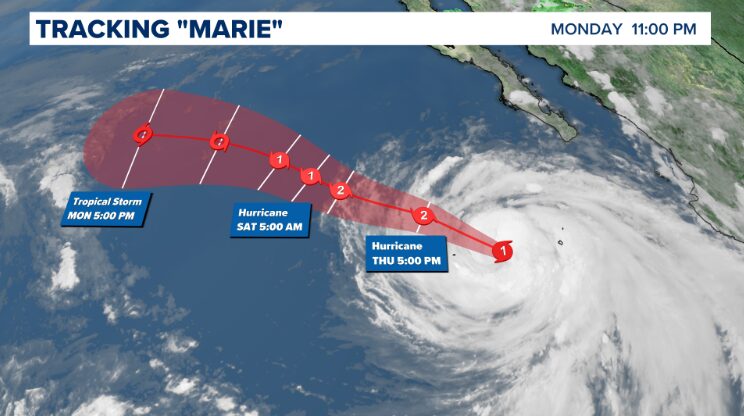 Race against time to build defenses as hurricane barrels off California