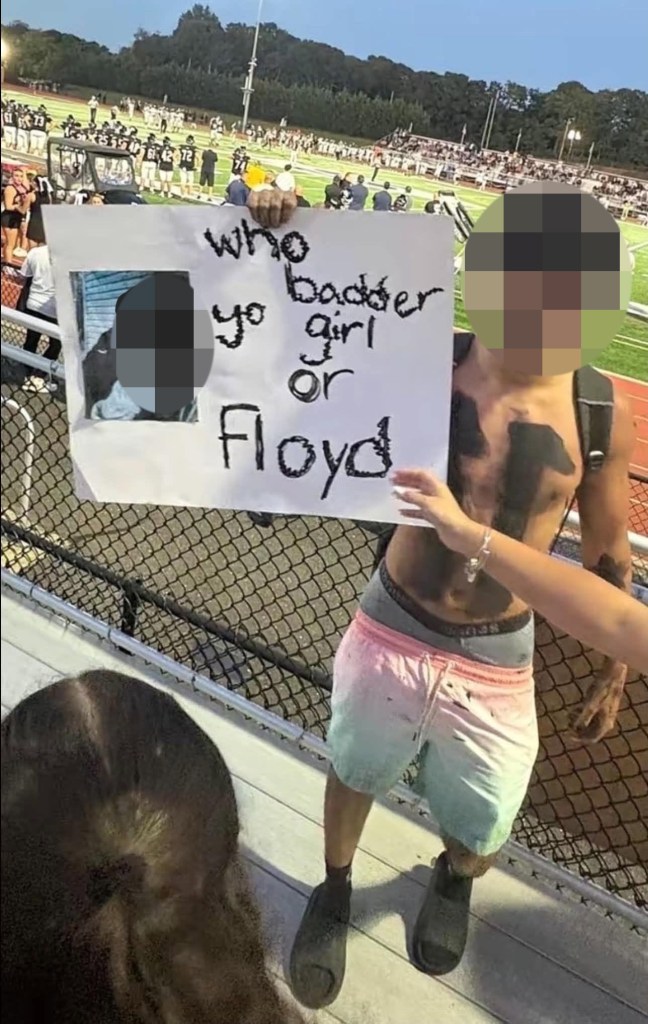 Long Island high schoolers taunt football rivals with sickening signs with girlfriend’s pictures, names