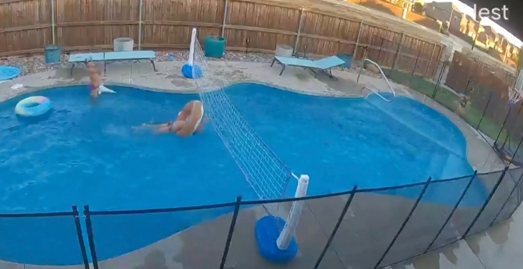Wild video shows moment car smashes through Texas backyard — narrowly missing kids playing in pool