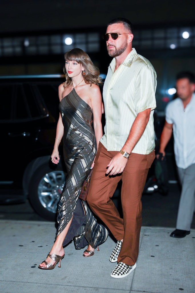 Taylor Swift and Travis Kelce match in silky stripes for NYC date night