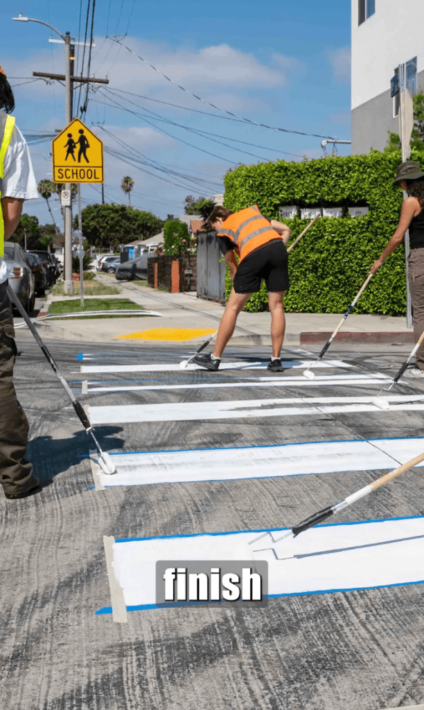 Vigilante paints crosswalk across Hollywood intersection after LA city refused to act