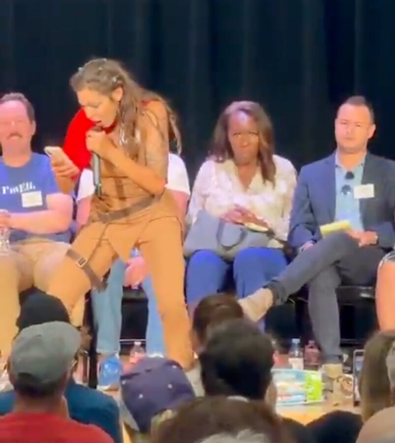 Wild moment homeless Santa Monica city council candidate storms stage in front of rivals