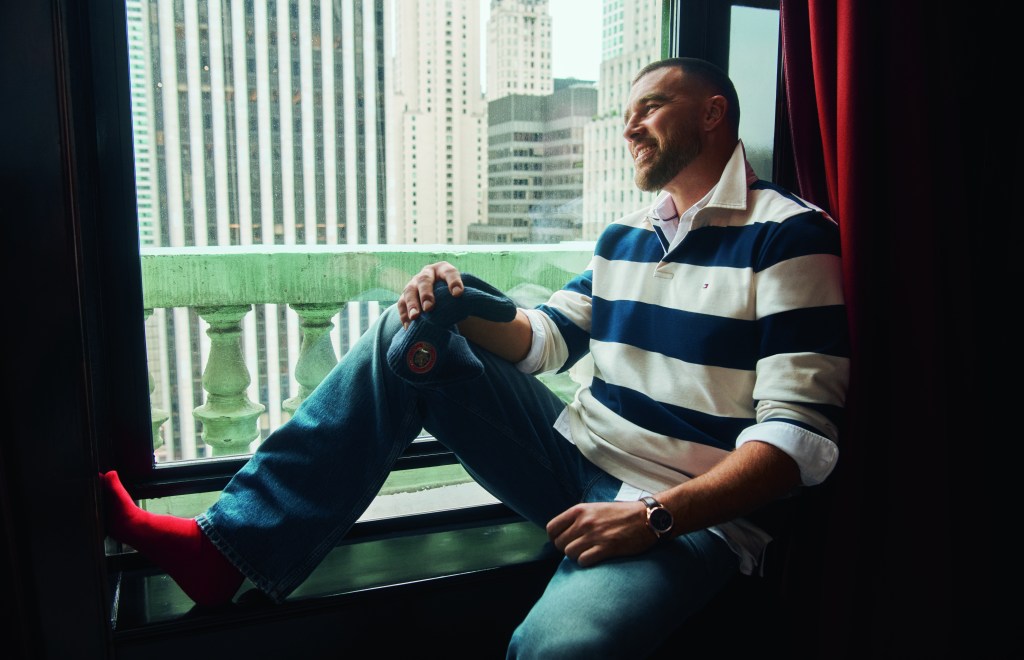 Travis Kelce and Taylor Swift’s dog makes fashion debut alongside tight end in Tommy Hilfiger campaign