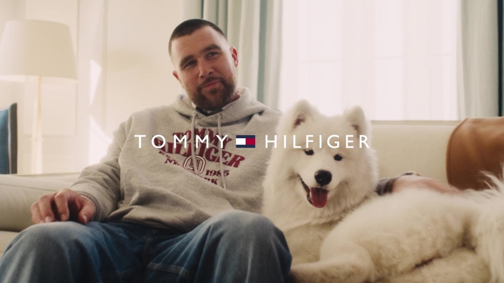Travis Kelce and Taylor Swift’s dog makes fashion debut alongside tight end in Tommy Hilfiger campaign