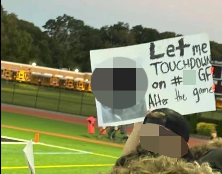 Long Island high schoolers taunt football rivals with sickening signs with girlfriend’s pictures, names