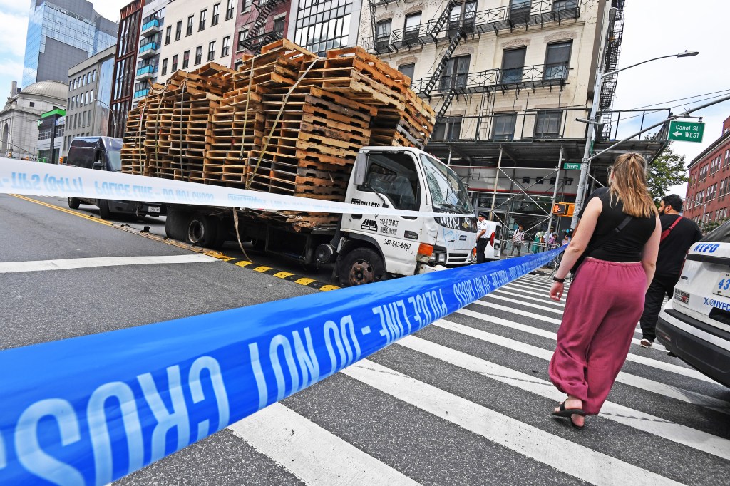 Elderly man killed, two others injured, as cargo truck careens onto busy NYC sidewalk