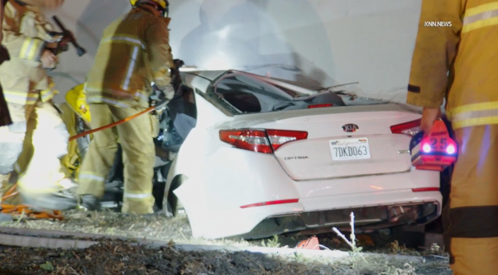 Mangled car wreck kills driver on major California freeway sparking rush hour hell