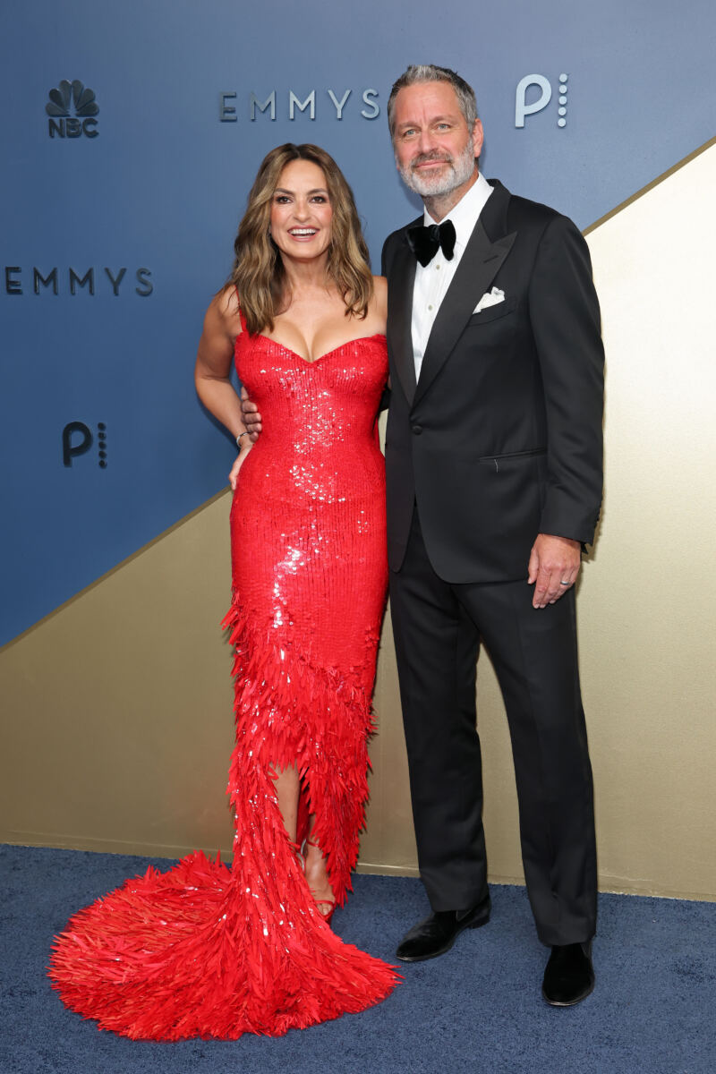 Mariska Hargitay and daughter match in Jayne Mansfield-inspired red sequins on the Emmys 2026 red carpet