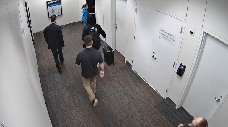 Moment disgraced Eric Swalwell is surrounded by FBI agents at San Francisco airport