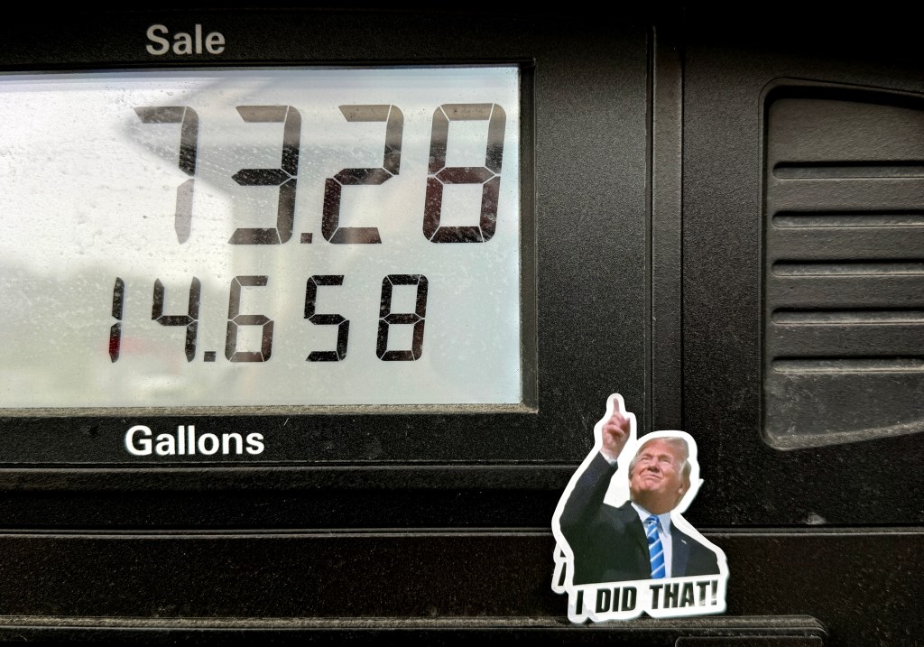 Trump ‘I did that’ stickers pop up on gas pumps, four years after Biden got the same treatment