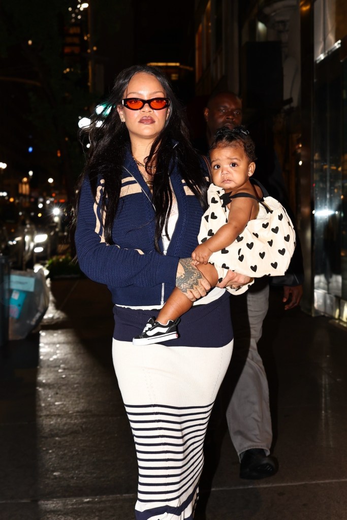 Rihanna and baby Rocki twin in matching pink Dior for tot’s 1st birthday party