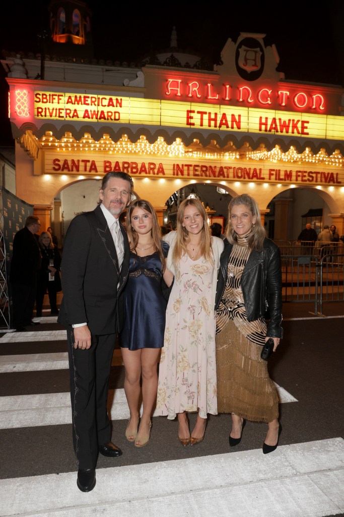 Ethan Hawke makes rare appearance with wife Ryan and teen daughter Indiana