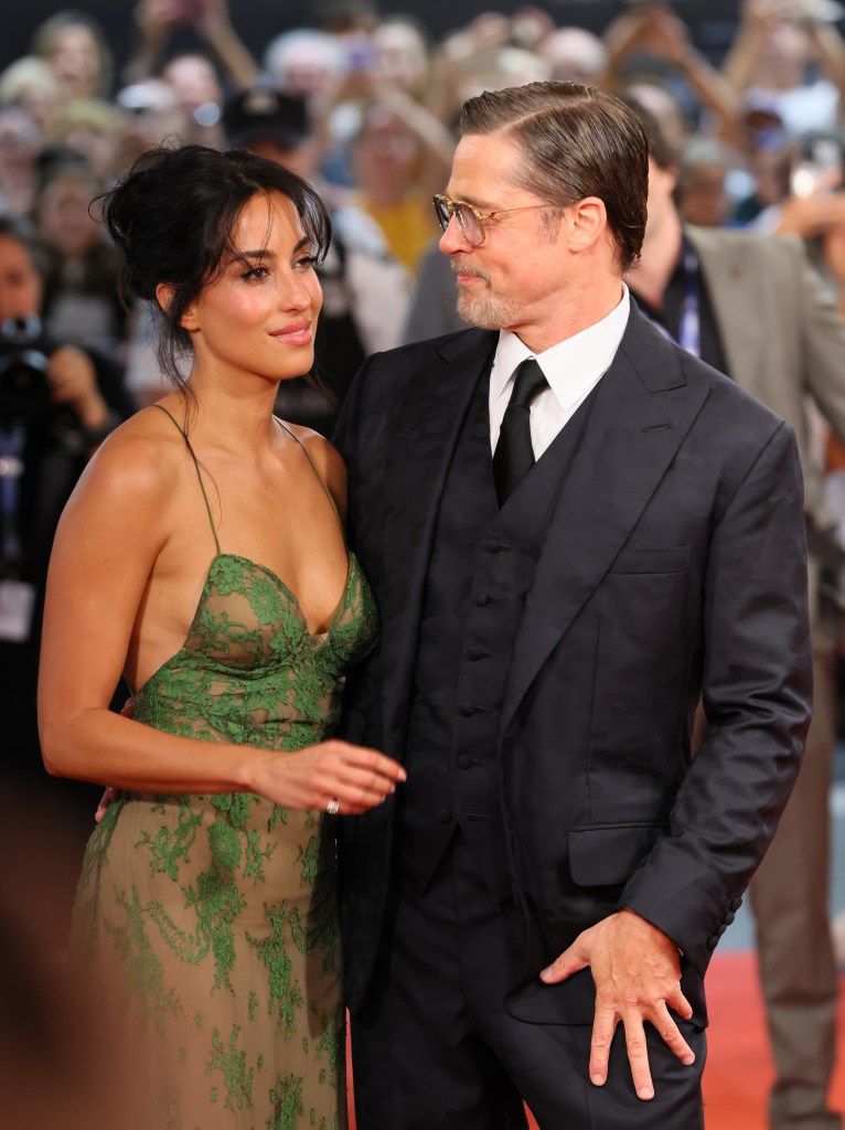 Ines de Ramon steals the spotlight in plunging green gown on red carpet with Brad Pitt